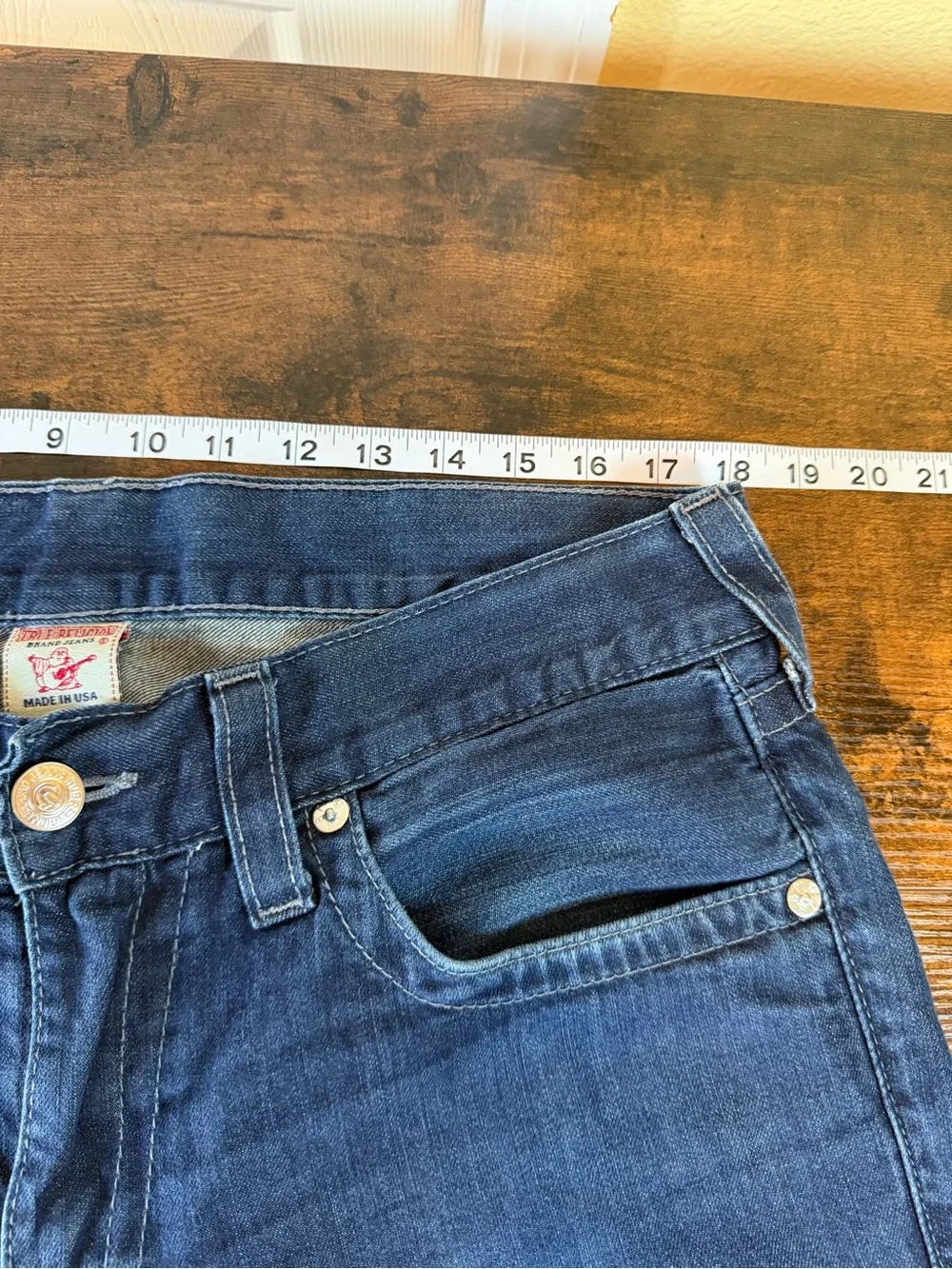 True Religion Bobby Men’s Straight Leg Jeans Dark Wash Hemmed 26.5” Inseam